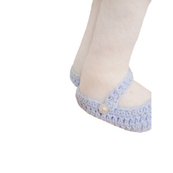 EASTER Rabbit GIRL BUNNY 11" Blue Crochet Dress Decoration Room Decor Whymsical - Picture 8 of 14